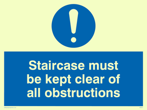 MQ227: staircase must be kept clear of all obstructions