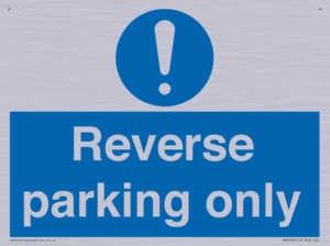 MR5728: Reverse parking only Mandatory Sign
