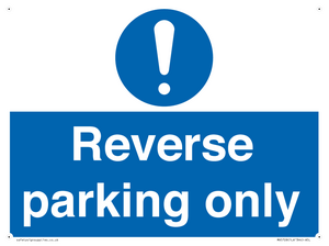 MR5728: Reverse parking only Mandatory Sign