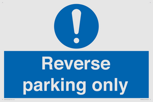 MR5728: Reverse parking only Mandatory Sign