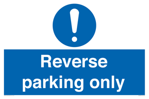 MR5728: Reverse parking only Mandatory Sign