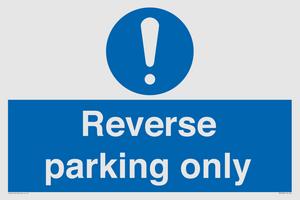 MR5728: Reverse parking only Mandatory Sign