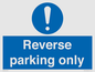 MR5728: Reverse parking only Mandatory Sign