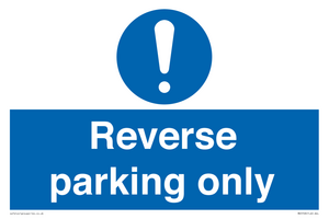 MR5728: Reverse parking only Mandatory Sign