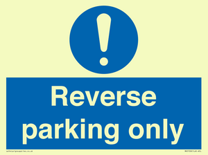 MR5728: Reverse parking only Mandatory Sign