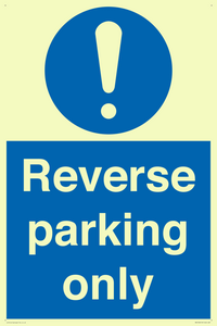 MR5728: Reverse parking only Mandatory Sign