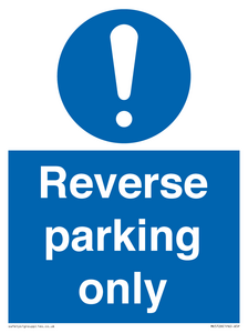 MR5728: Reverse parking only Mandatory Sign