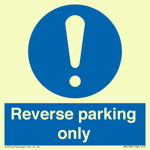 MR5728: Reverse parking only Mandatory Sign