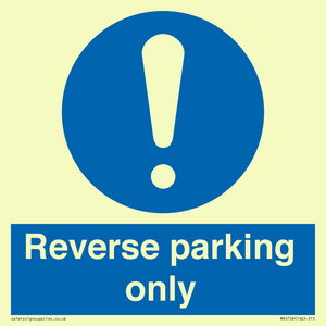 MR5728: Reverse parking only Mandatory Sign