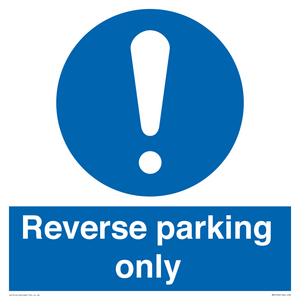 MR5728: Reverse parking only Mandatory Sign