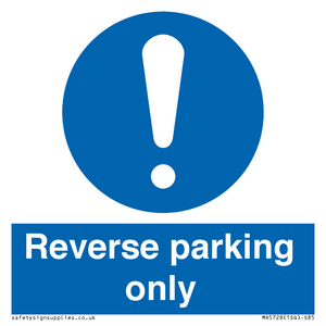 MR5728: Reverse parking only Mandatory Sign