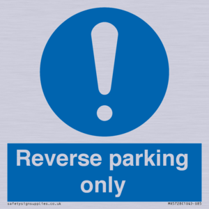 MR5728: Reverse parking only Mandatory Sign