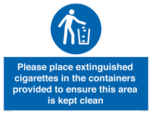 MS7899: Please place extinguished cigarettes in the containers provided to ensure this area is kept clean