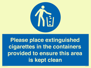 MS7899: Please place extinguished cigarettes in the containers provided to ensure this area is kept clean
