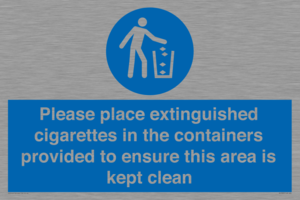 MS7899: Please place extinguished cigarettes in the containers provided to ensure this area is kept clean