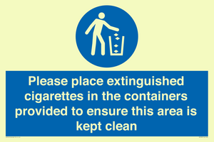 MS7899: Please place extinguished cigarettes in the containers provided to ensure this area is kept clean