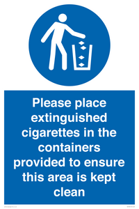 MS7899: Please place extinguished cigarettes in the containers provided to ensure this area is kept clean