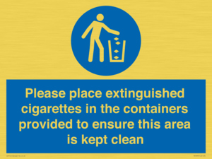 MS7899: Please place extinguished cigarettes in the containers provided to ensure this area is kept clean