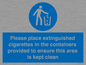 MS7899: Please place extinguished cigarettes in the containers provided to ensure this area is kept clean