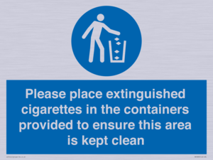 MS7899: Please place extinguished cigarettes in the containers provided to ensure this area is kept clean