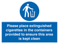 MS7899: Please place extinguished cigarettes in the containers provided to ensure this area is kept clean