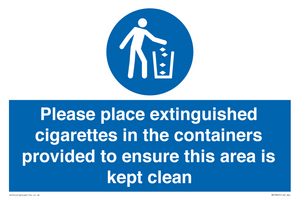 MS7899: Please place extinguished cigarettes in the containers provided to ensure this area is kept clean