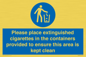 MS7899: Please place extinguished cigarettes in the containers provided to ensure this area is kept clean