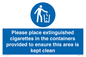 MS7899: Please place extinguished cigarettes in the containers provided to ensure this area is kept clean
