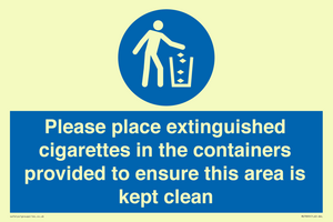 MS7899: Please place extinguished cigarettes in the containers provided to ensure this area is kept clean