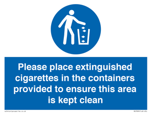 MS7899: Please place extinguished cigarettes in the containers provided to ensure this area is kept clean