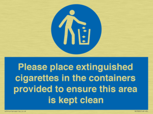 MS7899: Please place extinguished cigarettes in the containers provided to ensure this area is kept clean