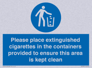 MS7899: Please place extinguished cigarettes in the containers provided to ensure this area is kept clean