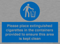 MS7899: Please place extinguished cigarettes in the containers provided to ensure this area is kept clean