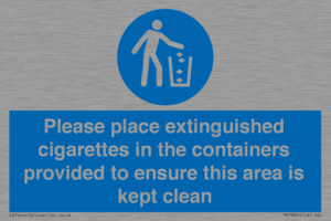 MS7899: Please place extinguished cigarettes in the containers provided to ensure this area is kept clean