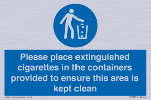 MS7899: Please place extinguished cigarettes in the containers provided to ensure this area is kept clean