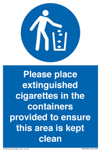 MS7899: Please place extinguished cigarettes in the containers provided to ensure this area is kept clean