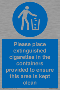 MS7899: Please place extinguished cigarettes in the containers provided to ensure this area is kept clean