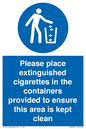MS7899: Please place extinguished cigarettes in the containers provided to ensure this area is kept clean