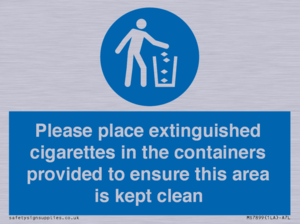MS7899: Please place extinguished cigarettes in the containers provided to ensure this area is kept clean