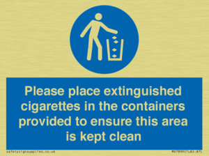 MS7899: Please place extinguished cigarettes in the containers provided to ensure this area is kept clean