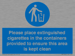 MS7899: Please place extinguished cigarettes in the containers provided to ensure this area is kept clean
