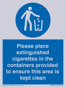 MS7899: Please place extinguished cigarettes in the containers provided to ensure this area is kept clean