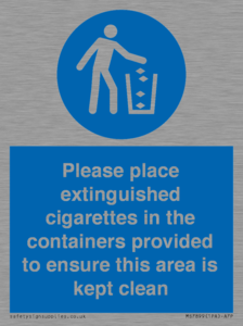 MS7899: Please place extinguished cigarettes in the containers provided to ensure this area is kept clean