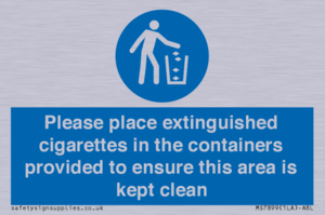 MS7899: Please place extinguished cigarettes in the containers provided to ensure this area is kept clean