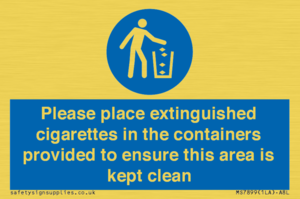 MS7899: Please place extinguished cigarettes in the containers provided to ensure this area is kept clean