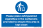 MS7899: Please place extinguished cigarettes in the containers provided to ensure this area is kept clean