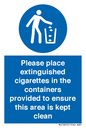 MS7899: Please place extinguished cigarettes in the containers provided to ensure this area is kept clean