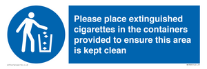 MS7899: Please place extinguished cigarettes in the containers provided to ensure this area is kept clean