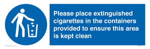 MS7899: Please place extinguished cigarettes in the containers provided to ensure this area is kept clean