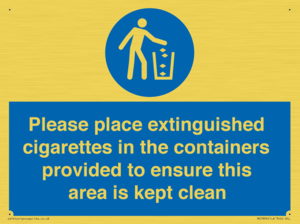 MS7899: Please place extinguished cigarettes in the containers provided to ensure this area is kept clean